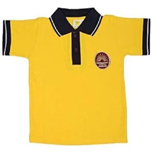 Breathable Short Sleeves Pure Cotton Material Cutaway Neckline School T Shirts