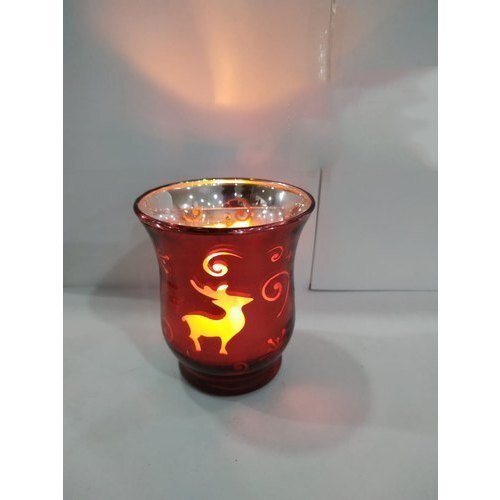 Decorative Candle Lamp - PC Material, Round Shape, Energy Saving | Striking Red Color, Intricate Detailing, Ideal for Stylish Decorations