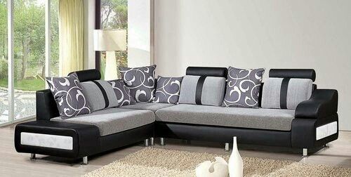 Black And Grey Fancy Wooden Sofa Set