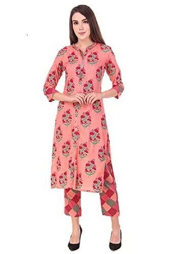 Salwar Suits Stylish Red Gray And Pink Colour Cotton Ladies Kurta Set For Any Occasion