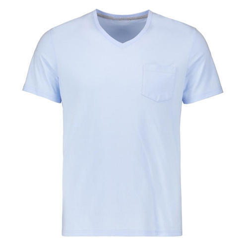 Light Blue Breathable Skin Friendly Wrinkle Free Plain V Neck Half Sleeve Cotton T Shirts Age Group: Above 18