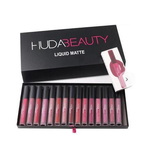  व्यक्तिगत और पार्लर के उपयोग के लिए स्मज प्रूफ सेफ Huda Beauty 16 लिपस्टिक सेट 