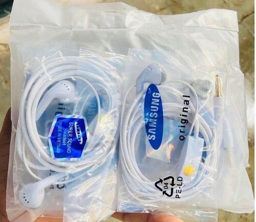 1 Meter Wire Length White Samsung High Quality Stereo Sound With 2 Buds Earphone