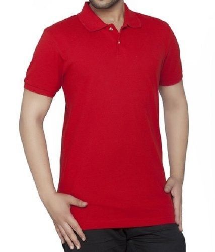 Red Comfortable And Washable Casual Wear Half Sleeves Polo T Shirt For Men  Age Group: 18 - 45 Years