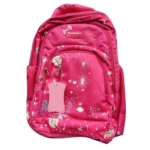 Pink Easy To Carry Light Weight Stylish Look Water Proof Beauty Girls Printed School Bag