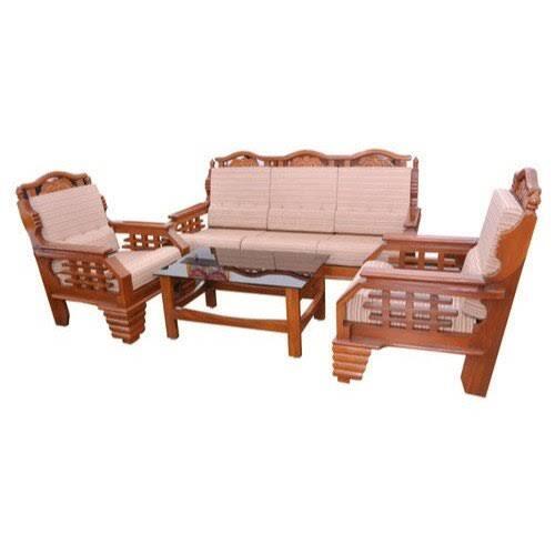 Exellent Brown Colour Attractive Pattern Strongly Constructed Wooden Sofa Set For Home