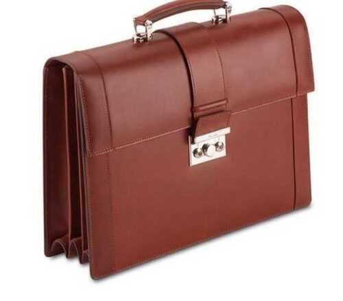 Brown Leather Material Plain Pattern Stylish Men'S Office Bag 