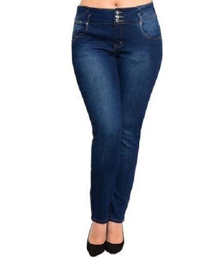 Lightweight Comfortable Full Length Plain Denim Jeans For Casual Wear