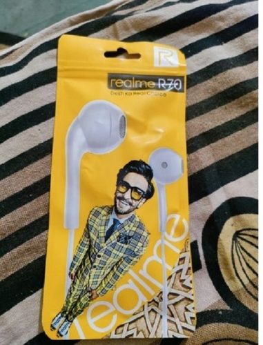 White Realme R70 High Quality Stereo With 2 Buds Wired Earphone  Body Material: Rubber