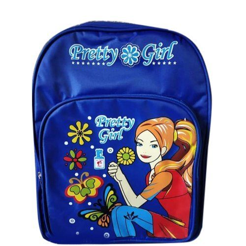 Royal Blue Zipper Top Handle Easy To Carry Light Weight Stylish Look Printed School Bag