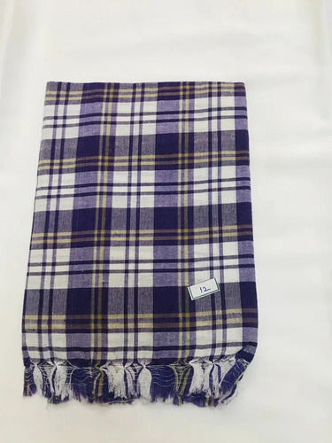 Eco-Friendly 26 Inch Width Soft Touch White And Indigo Rectangular Cotton Hand Towel 