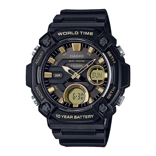 45Mm Brass Case And Mineral Glass Black Analog Digital Casio Watch Gender: Men