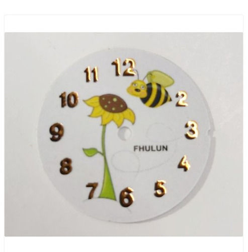 Alumunium Round Shaped Golden And White Bee Printed Fullan Wrist Watch Dial
