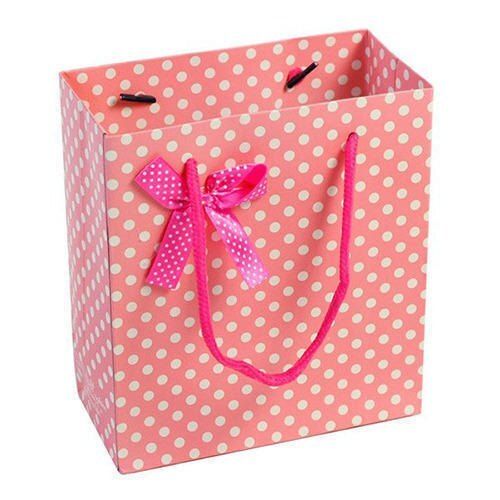 Disposable Pink Comfortable Thread Handle Light Weight Stylish Look Printed Paper Gift Bag