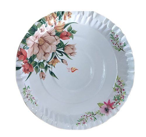 Printed Floral Design 9Inch Round White Dinner Paper Plates