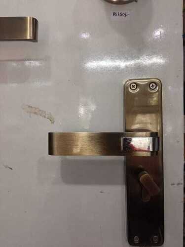 Vertical Stainless Steel Metallic Golden Colour Polished, Door Handle Lock