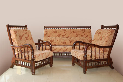 Termite Resistance Comfortable Stylish And Easy To Clean Brown Wooden Sofa Set