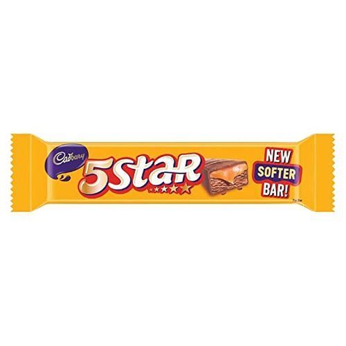 Brown Chewy Texture Silky Milk Caramel Delicious Crunchy Cadbury 5 Star Chocolate Bar, 40 G