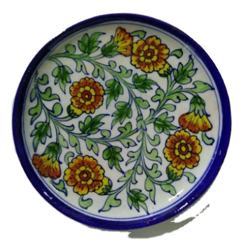 Decorative 10 Inch Blue Pottery Hand Painted Plates