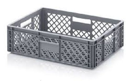 Eco Friendly Easy To Clean Light Weight Rectangular Plain Grey Plastic Crates