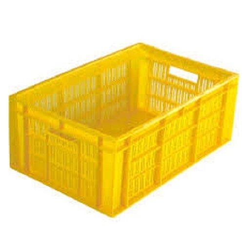 Eco Friendly Easy To Clean Light Weight Rectangular Plain Yellow Plastic Crates