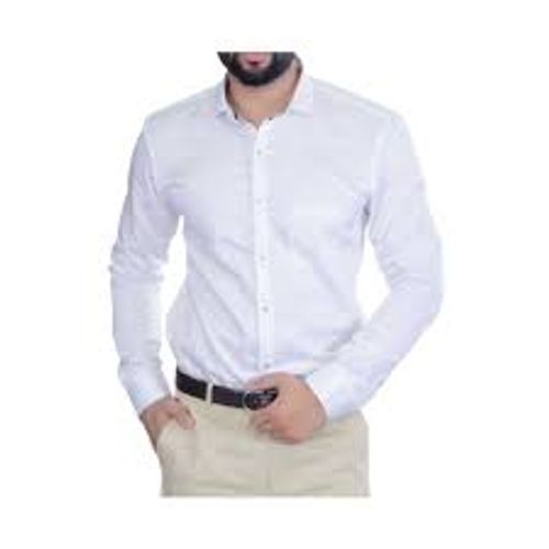 For Formal Wear Fit And Comfortable Trendy Full Sleeves White Cotton Men'S Shirt  Collar Style: Classic