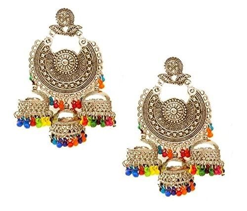 Golden Designer And Antique Light Weight Metal Artificial Earrings Set