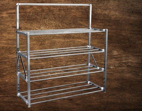 Silver Highly Durable Lightweight And Strong Stainless Steel Shoes Rack