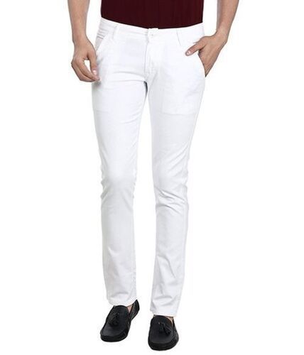 Breathable Men'S Soft And Classic Comfortable Durable Cotton Plain White Trouser 