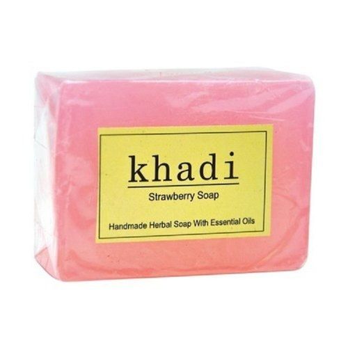 Pink Khadi Skin Friendly And Glowing Free From Parabens Strawberry Soap For Bathing