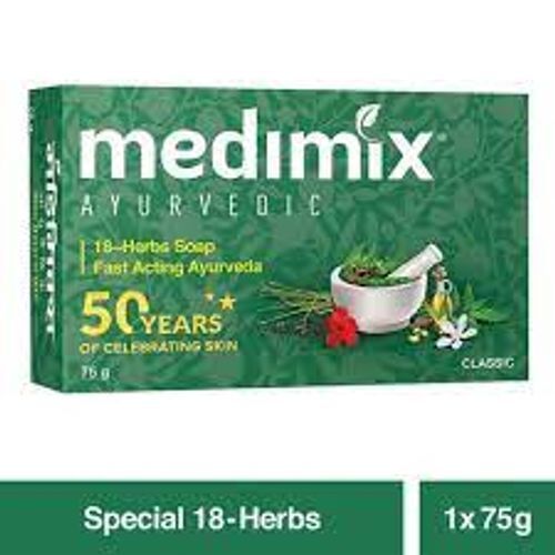 18 Herbs Fast Acting Ayurveda Medimix Ayurvedic Classic Soap, Pack Of 3x75 G