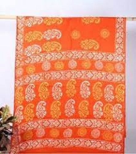 Summer Beautiful Stylish Breathable Designer Wear Modern And Trendy Orange Pure Cotton Sarees