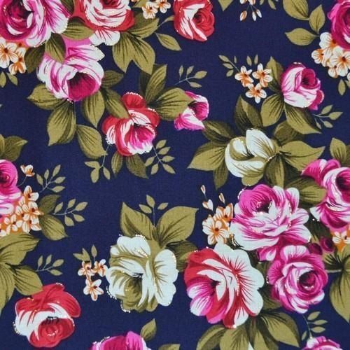 Beautiful Stylish Breathable Designer Wear Modern And Trendy Pure Cotton Navy Blue Floral Print Fabrics  Design: Flower