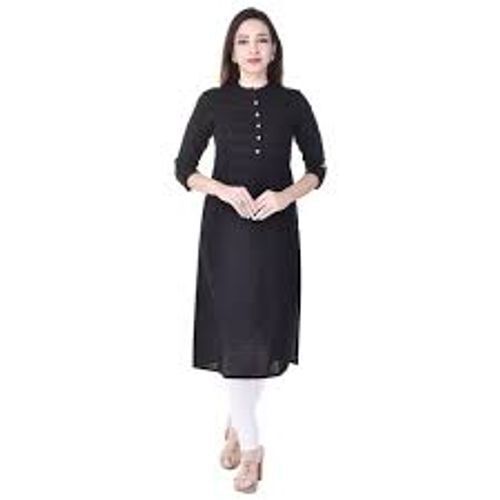 Black Cotton Kurti For Womens Bust Size: 36  Centimeter (Cm)