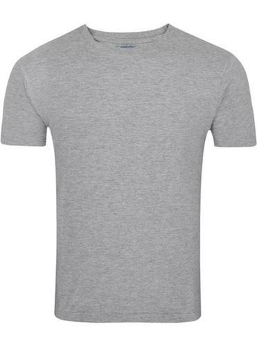 Cotton Breathable Skin Friendly Wrinkle Free Grey Half Sleeve Round Neck T Shirts For Men