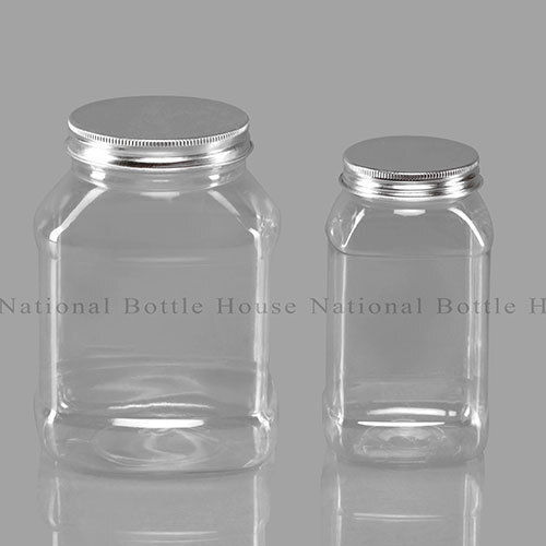 Honey And Chocolate Storing Quality Efficient Transparent Square Pet Jar