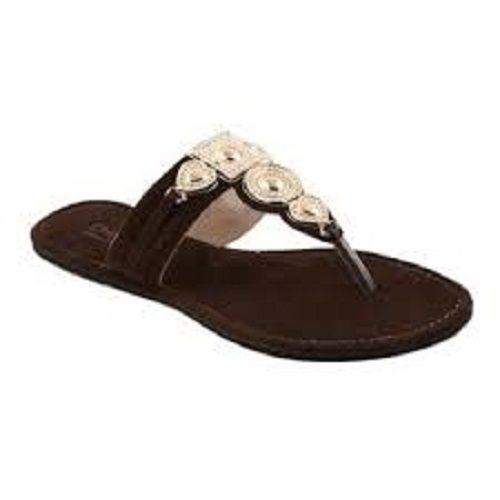 Plastic Ladies Flip Flop Lightweight And Comfortable Brown Fancy Slippers