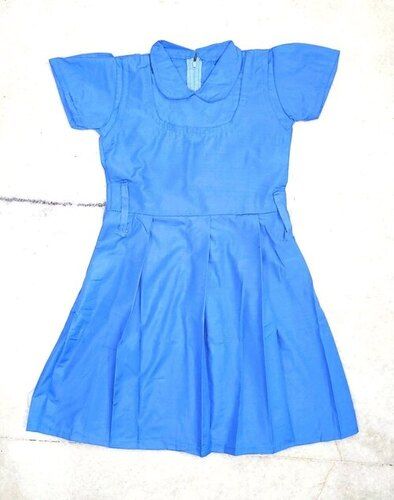 Light Blue Comfortable And Washable Sleeveless School Tunics For 4 To 8 Years Girls  Collar Style: Straight