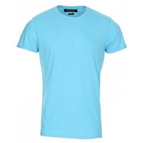 Sky Blue And Plain Half Sleeve Round Neck T Shirt For Mens