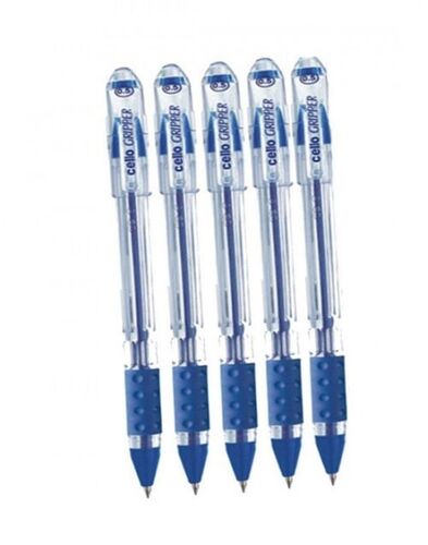 Plastic  Smooth Writing Cello Elasto Gripper 0.5 Mm Blue Ball Pen ,Pack Of 5 Pens 