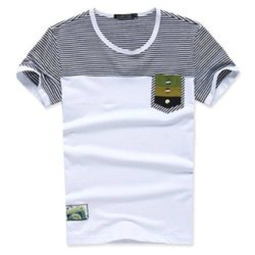 Black And White Casual Wear Breathable Skin Friendly Wrinkle Free Round Half Sleeve T Shirt For Men