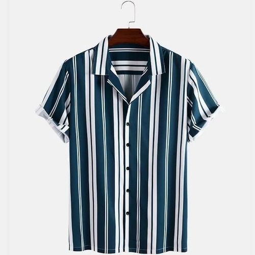 Blue And White 100 % Cotton Comfortable And Easily Washable Cotton Shirts