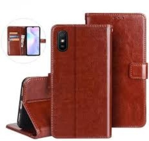 Brown Leather Body Plain Fit And Soft Mobile Cover For Xiaomi Mi Redmi 9A - Italian Leather