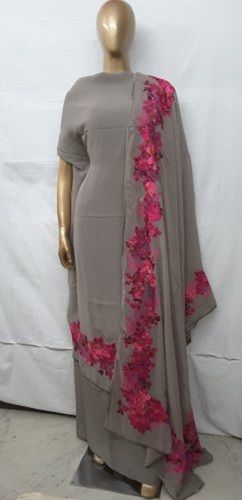 Grey Light Wight Skin Friendly Beautiful Party Wear Unstitch Fabric Georgette Salwar Suit