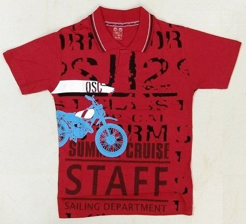 Red Color Simple And Stylish Look Collar Half Sleeves Printed Kids T Shirt Age Group: 4 To 6 Years Old