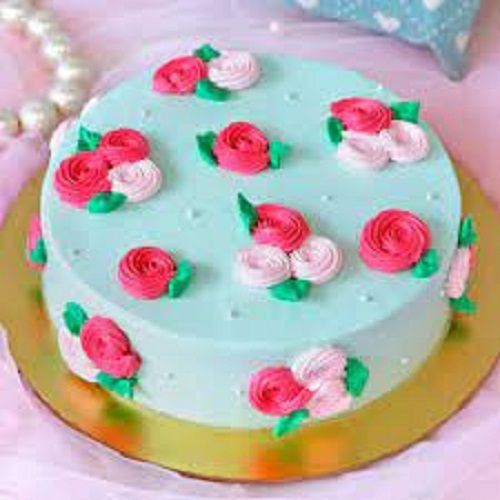 Tested Hygienically Sweet Delicious Prepared And Mouth Watering Roses Pearls Vanilla Cake