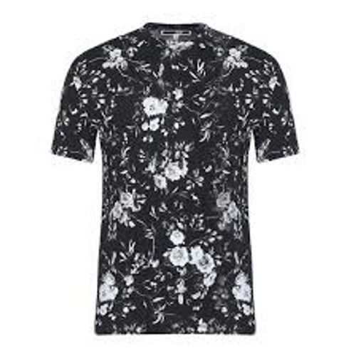 Attractive Fashionable And Comfortable With Durability Men'S Black Floral Print T Shirts