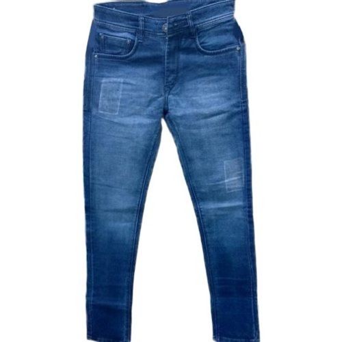 Regular Blue Color Plain Breathable And Skin Friendly Wrinkle Free Cotton Men'S Jeans