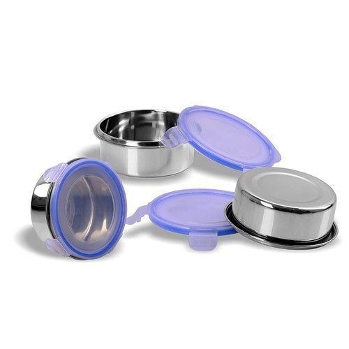 Silver Food And Fun Bowls Containers Bowl Set With Lock And Fit Lid Lunch, 300Ml