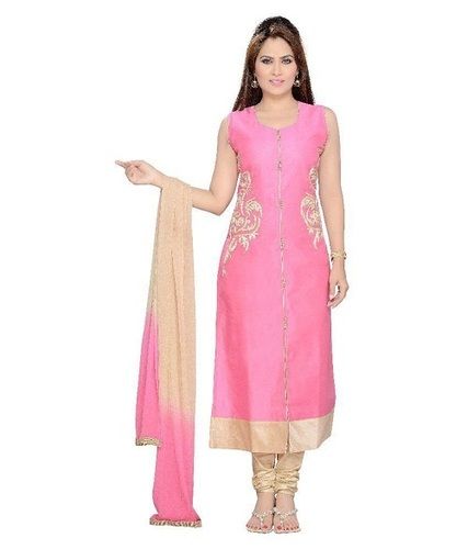 Silk Ladies Stylish Fashionable And Comfortable Party Wear Pink And Beige Kurti